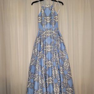 Blue halter prom gown